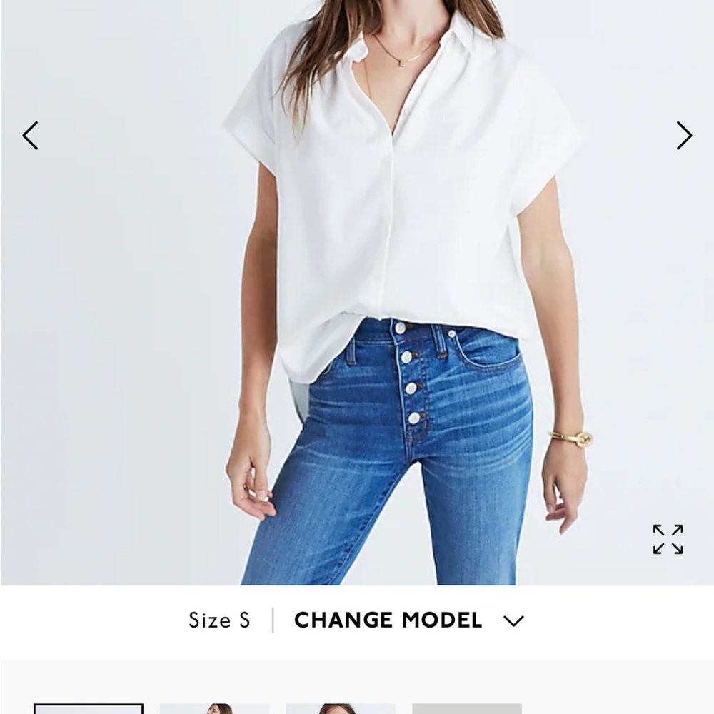 Madewell “central shirt “ in pure white S